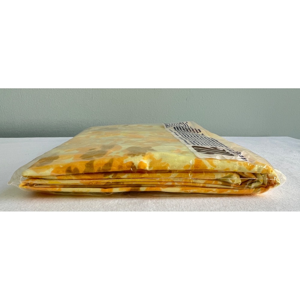 Vintage Martex Luxor Yellow Floral Double Sheet Set New Old Stock 70s Percale - Picture 4 of 15